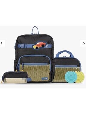 Calpak Kids Backpack Bundle Black Lunch Bag Pencil Case Car Pluffy Charm NWT